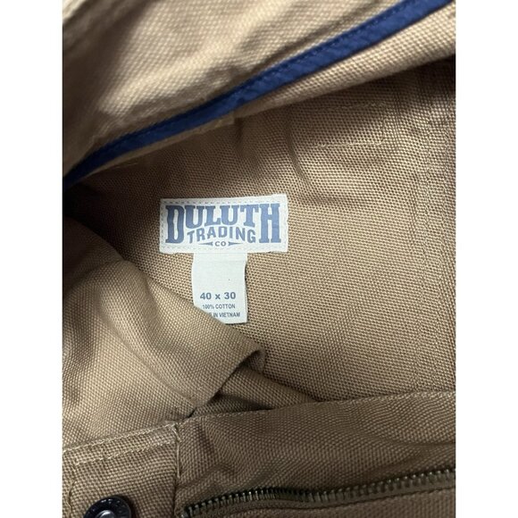 Duluth Trading Cargo Work Pants Mens 40x30 Brown Khaki Flat Front Canvas - Picture 3 of 6